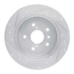 Toyota Camry Brake Rotor (1) - Rear Right - R1 Concepts - Drilled & Slotted - Silver - `18-`24